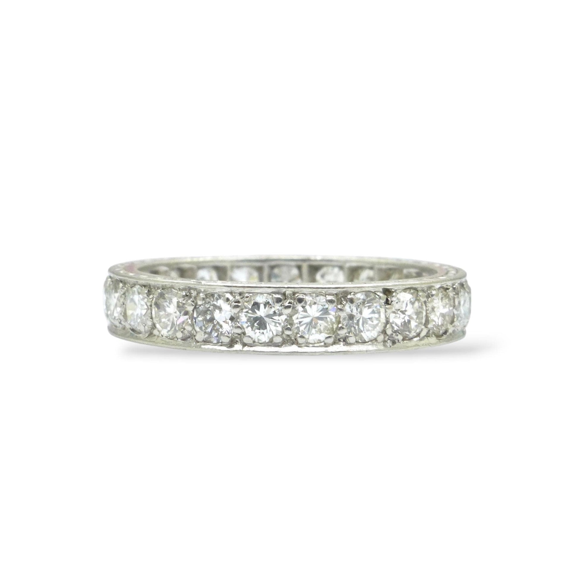 Antique Platinum natural Diamond full hoop, engraved eternity wedding band 2.00ct + Valuation