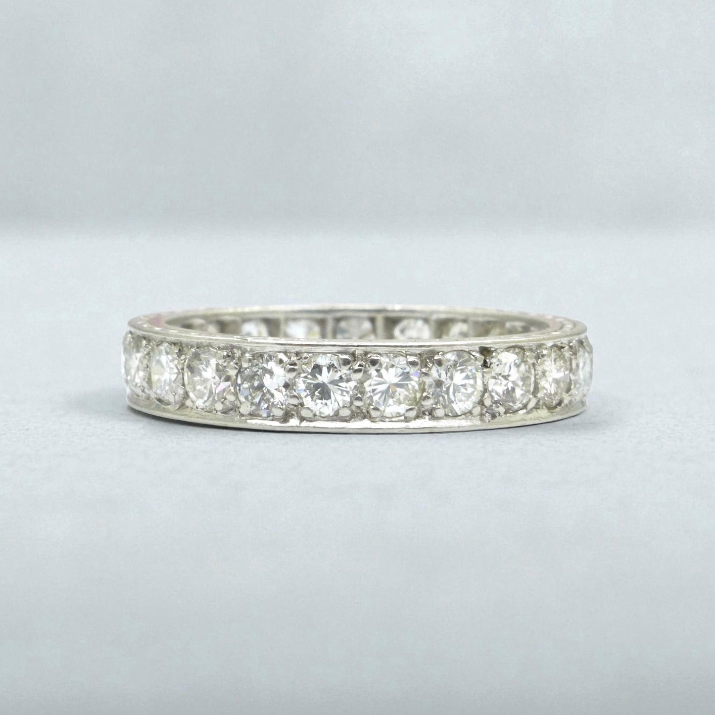 Antique Platinum natural Diamond full hoop, engraved eternity wedding band 2.00ct + Valuation