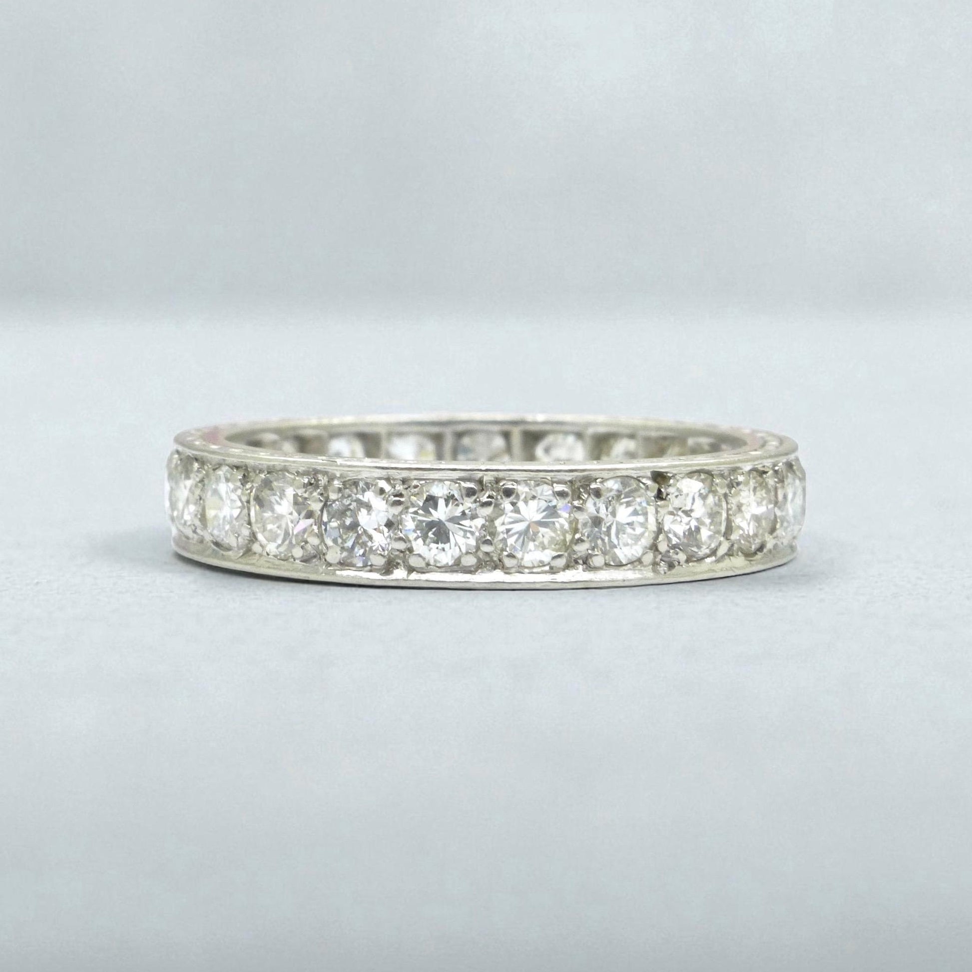 Antique Platinum natural Diamond full hoop, engraved eternity wedding band 2.00ct + Valuation