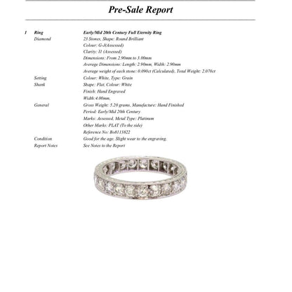 Antique Platinum natural Diamond full hoop, engraved eternity wedding band 2.00ct + Valuation