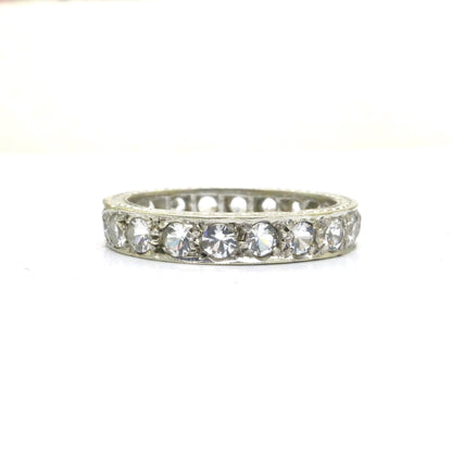 Antique Art Deco 9ct white gold white spinel full eternity wedding band