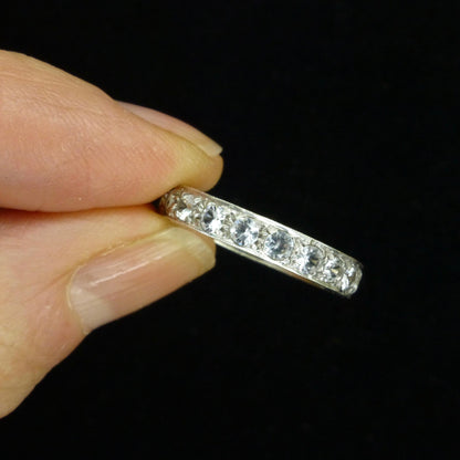 Antique Art Deco 9ct white gold white spinel full eternity wedding band