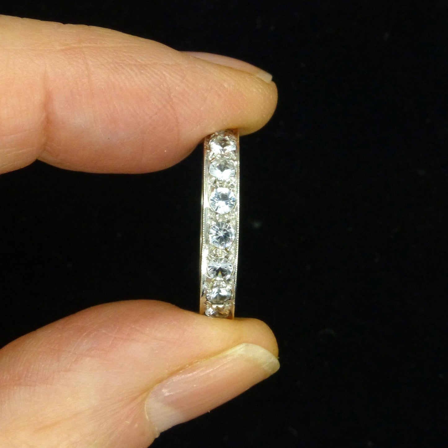 Antique Art Deco 9ct white gold white spinel full eternity wedding band