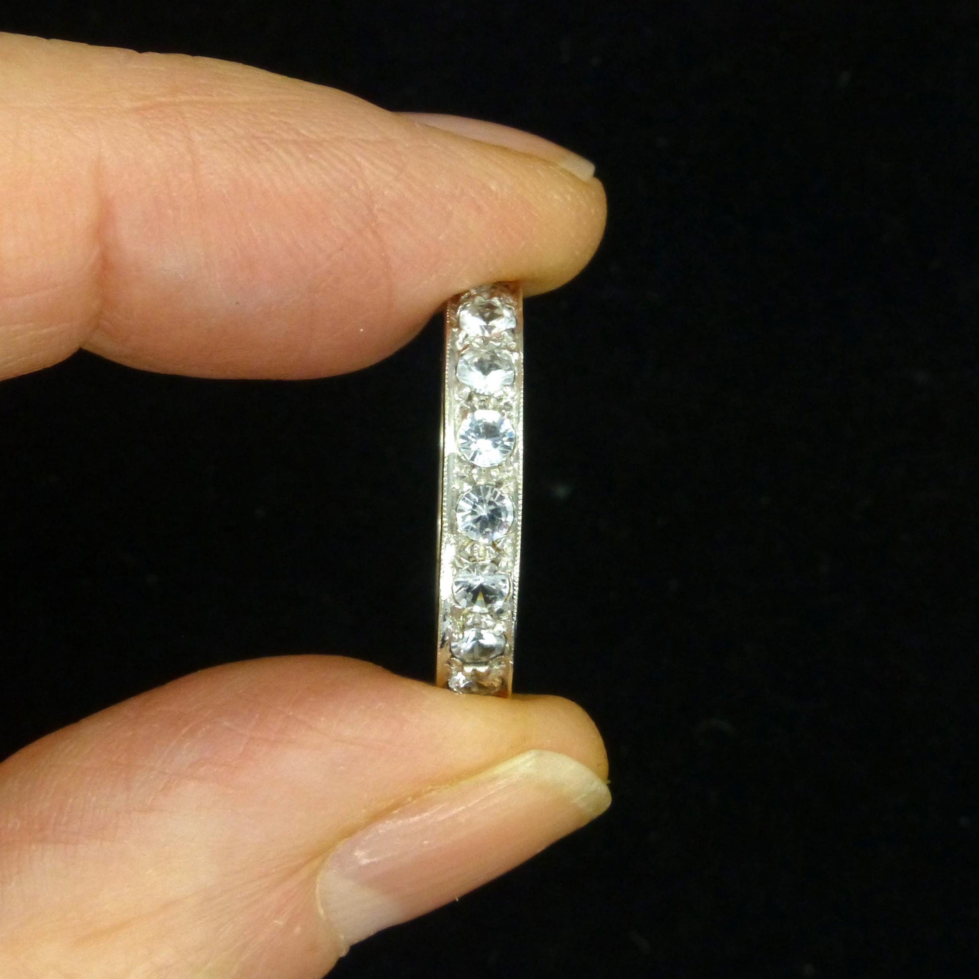 Antique Art Deco 9ct white gold white spinel full eternity wedding band