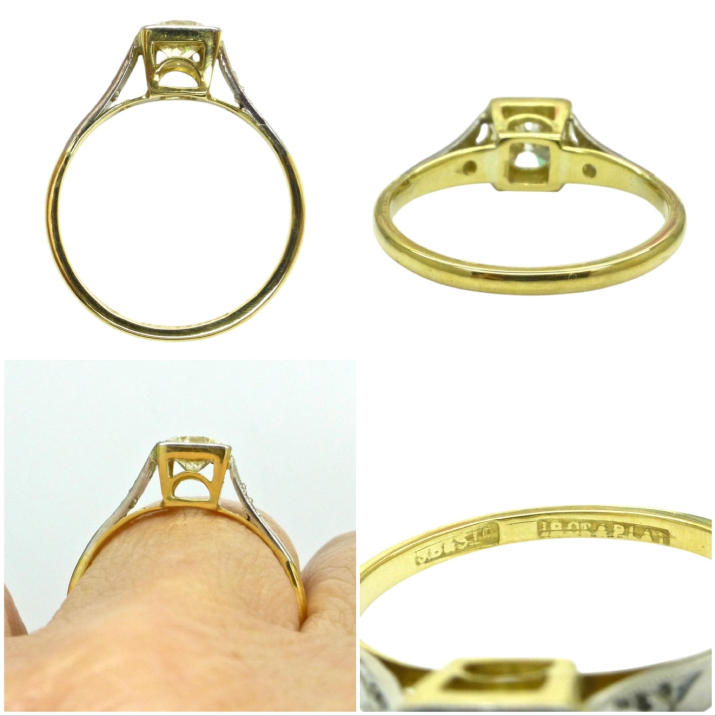 Antique 18ct & Platinum natural diamond solitaire ring 0.50ct