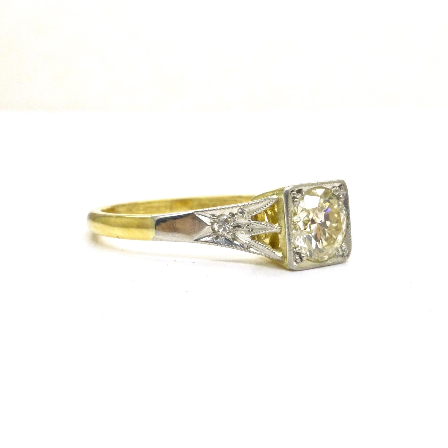 Antique 18ct & Platinum natural diamond solitaire ring 0.50ct