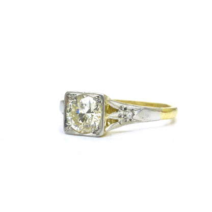 Antique 18ct & Platinum natural diamond solitaire ring 0.50ct