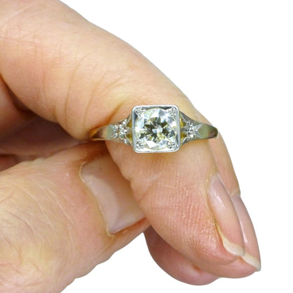 Antique 18ct & Platinum natural diamond solitaire ring 0.50ct