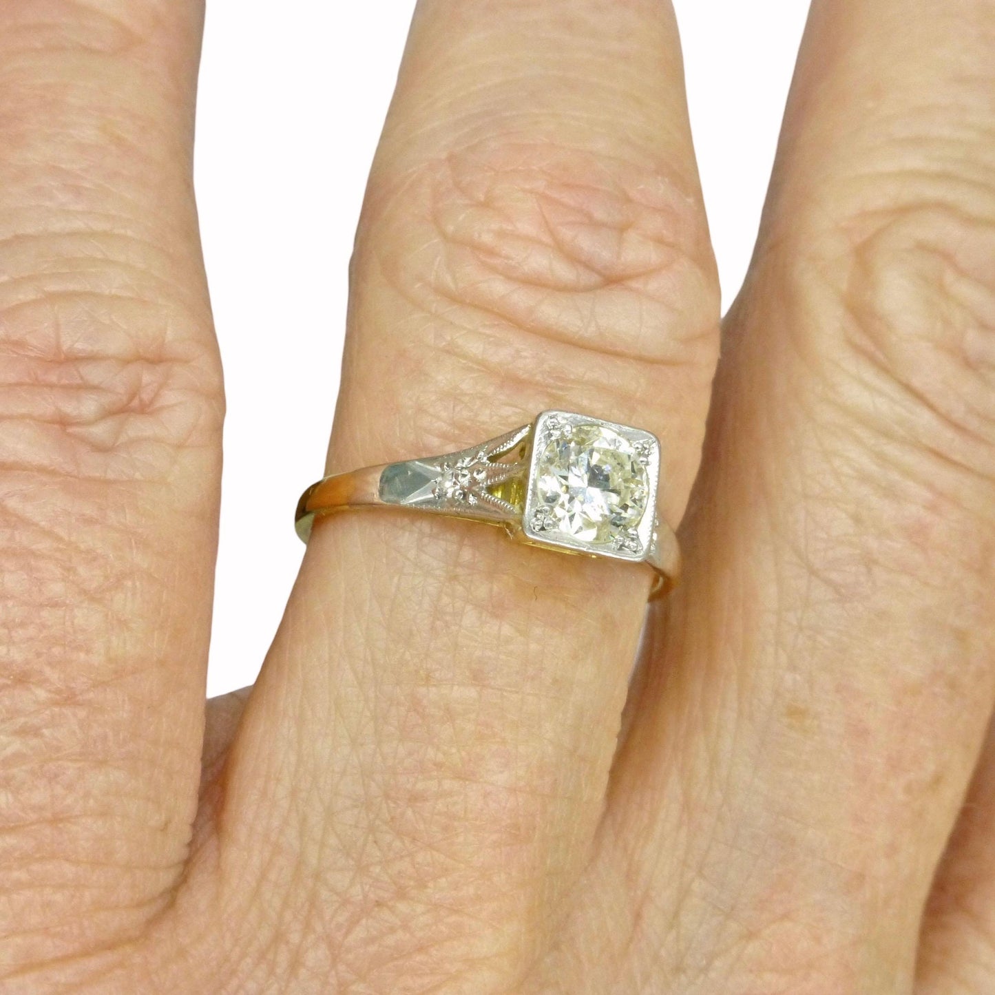 Antique 18ct & Platinum natural diamond solitaire ring 0.50ct