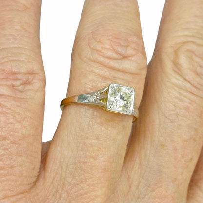 Antique 18ct & Platinum natural diamond solitaire ring 0.50ct