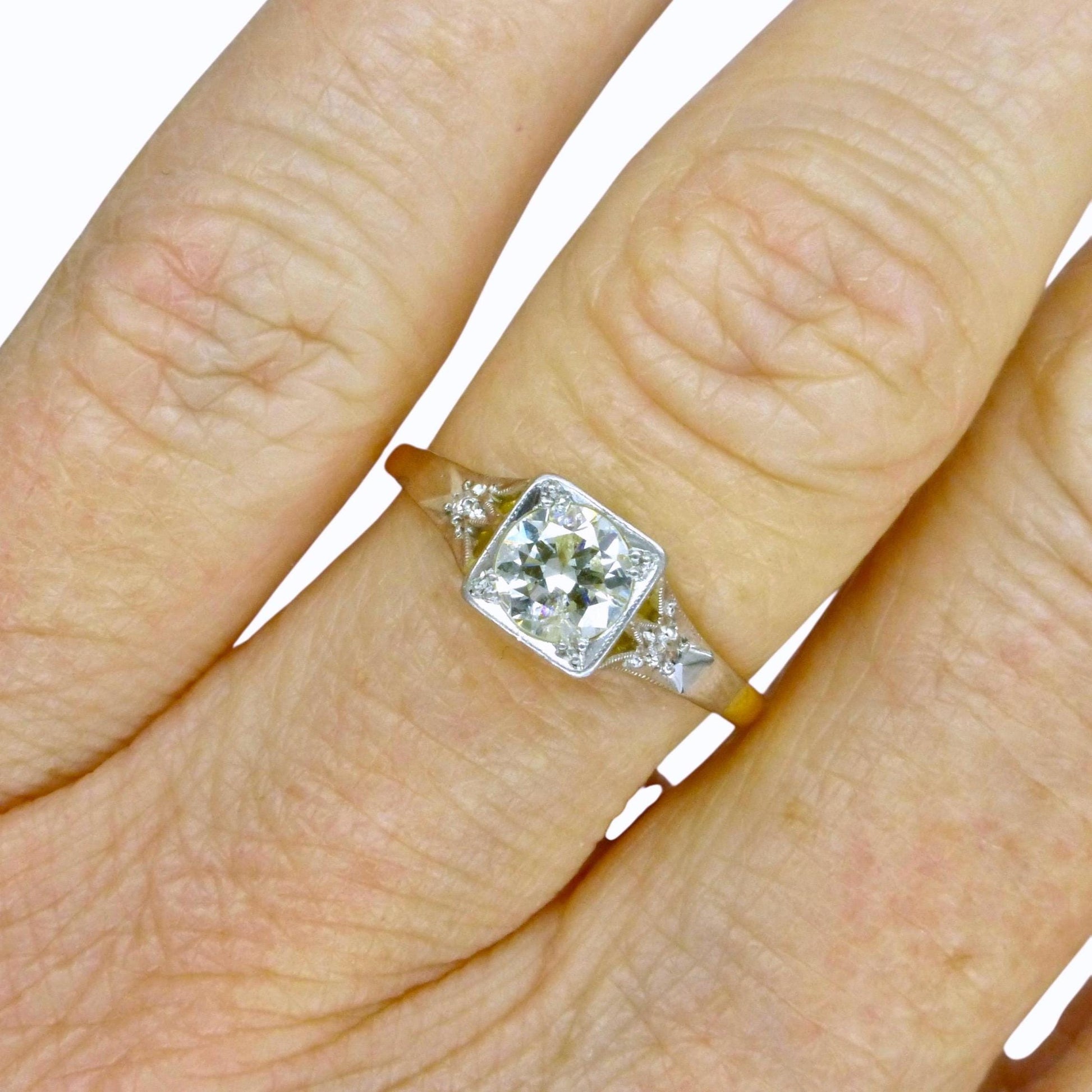Antique 18ct & Platinum natural diamond solitaire ring 0.50ct