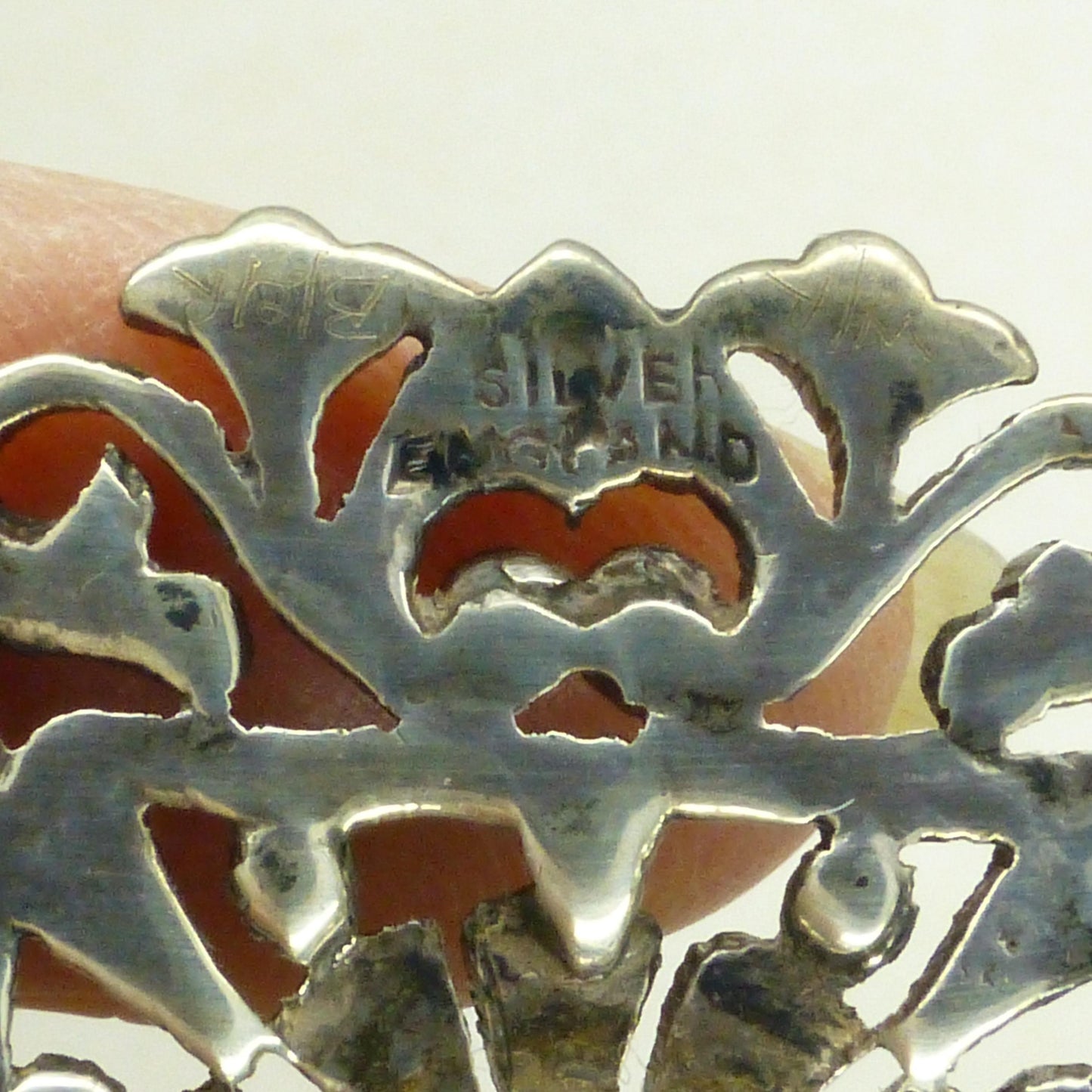 Vintage silver macasite & faux pearl brooch c1930's