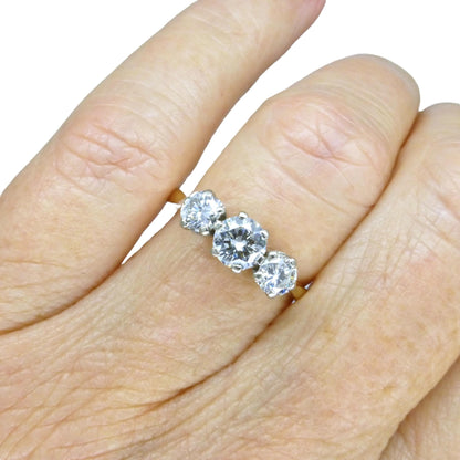 Vintage 18ct natural diamond three stone trilogy ring 1.00ct