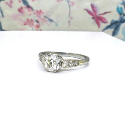 Antique old European cut diamond solitaire ring ~ 18ct white gold & Platinum 0.64ct ~ With Valuation.