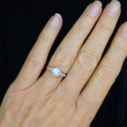 Antique old European cut diamond solitaire ring ~ 18ct white gold & Platinum 0.64ct ~ With Valuation.