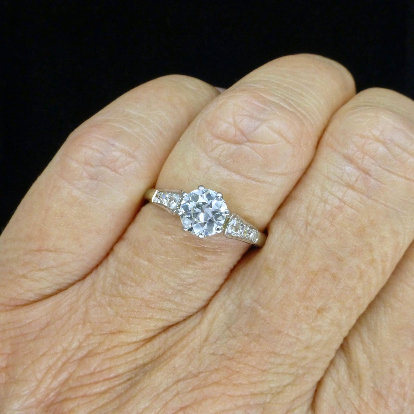 Antique old European cut diamond solitaire ring ~ 18ct white gold & Platinum 0.64ct ~ With Valuation.