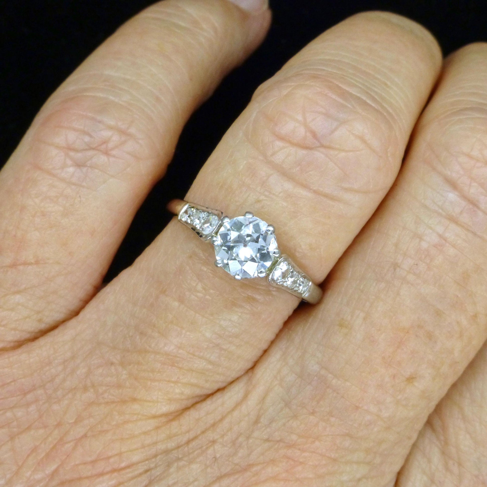Antique old European cut diamond solitaire ring ~ 18ct white gold & Platinum 0.64ct ~ With Valuation.