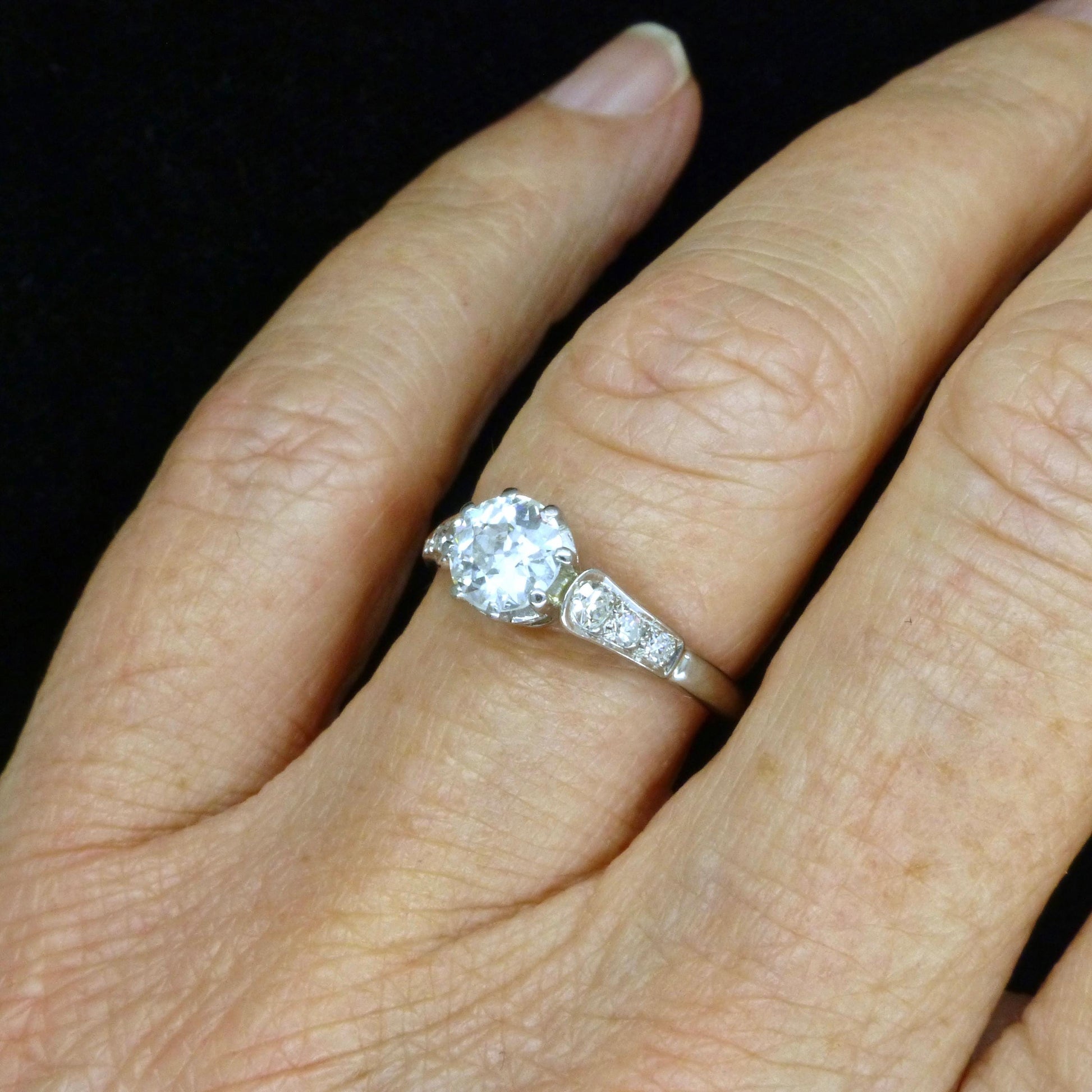 Antique old European cut diamond solitaire ring ~ 18ct white gold & Platinum 0.64ct ~ With Valuation.