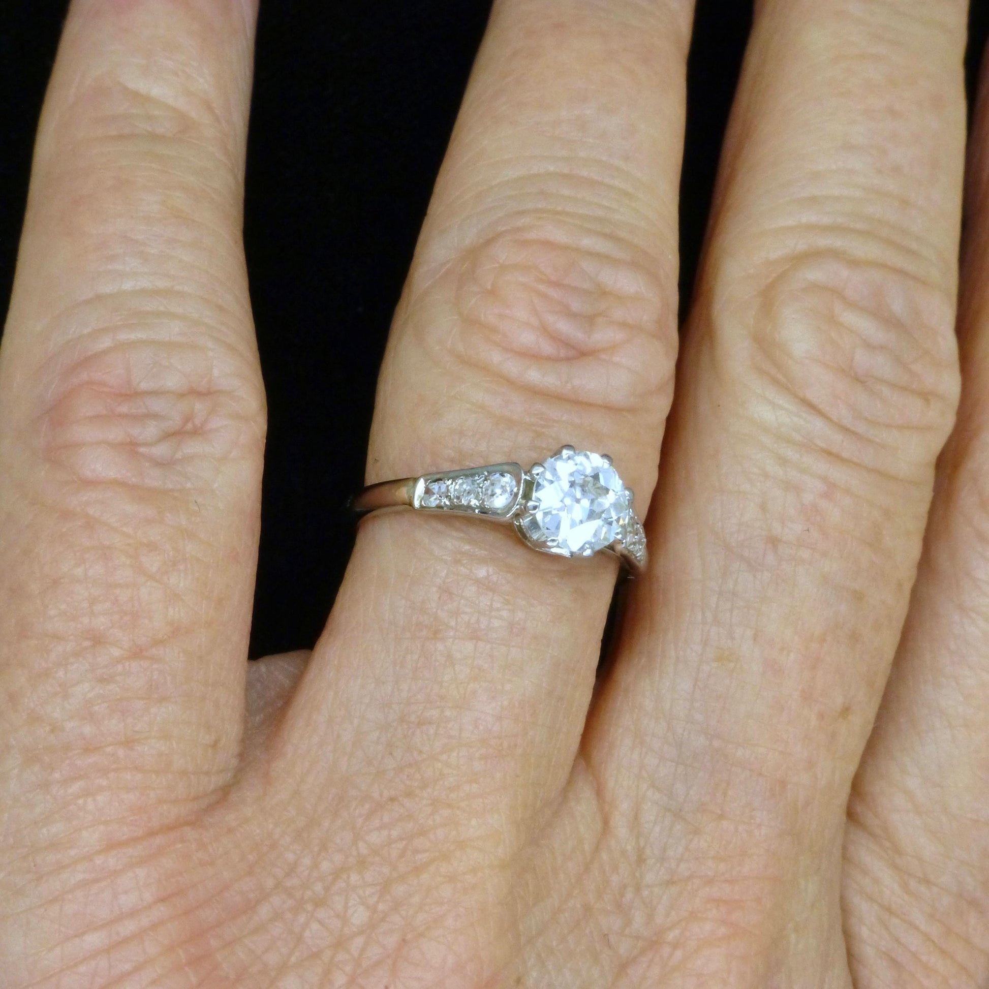 Antique old European cut diamond solitaire ring ~ 18ct white gold & Platinum 0.64ct ~ With Valuation.