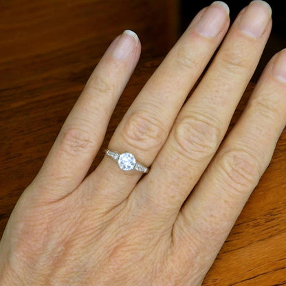 Antique old European cut diamond solitaire ring ~ 18ct white gold & Platinum 0.64ct ~ With Valuation.