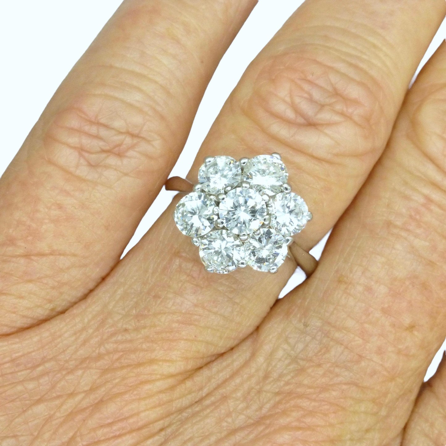 Vintage 18ct white gold diamond statement cluster ring 2.20 carat ~ Independent Valuation