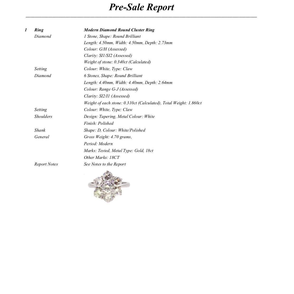 Vintage 18ct white gold diamond statement cluster ring 2.20 carat ~ Independent Valuation