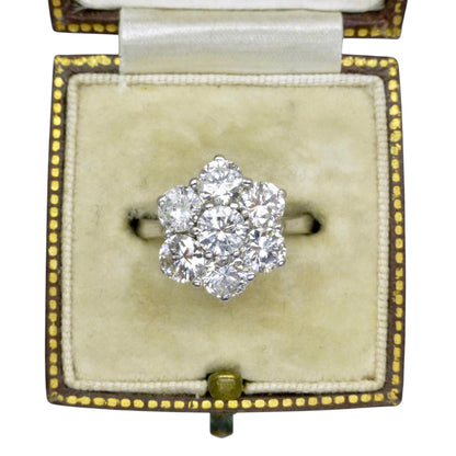 Vintage 18ct white gold diamond statement cluster ring 2.20 carat ~ Independent Valuation