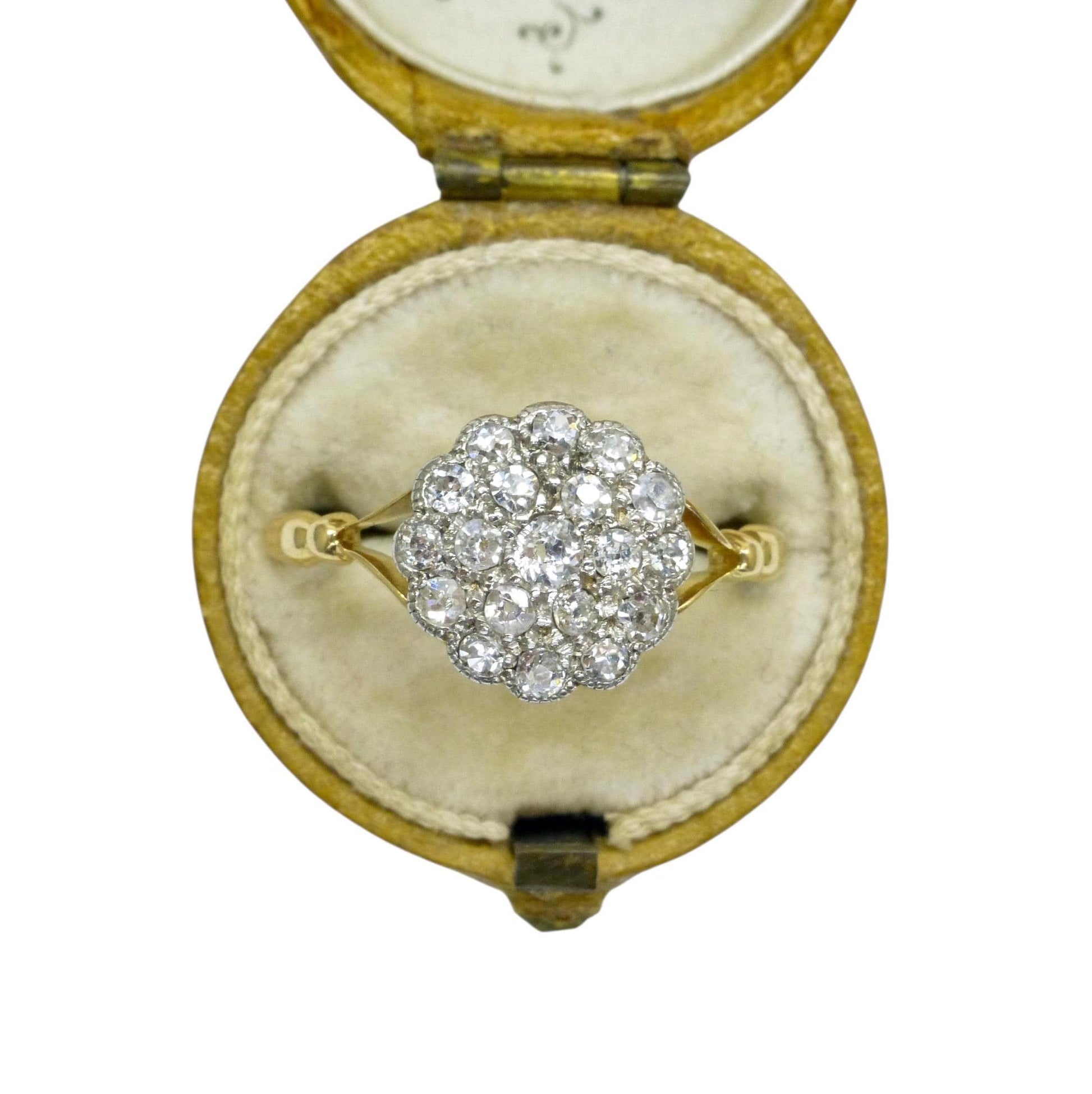 Antique 18ct Platinum old cut diamond daisy cluster ring 0.40ct c1900-1910's