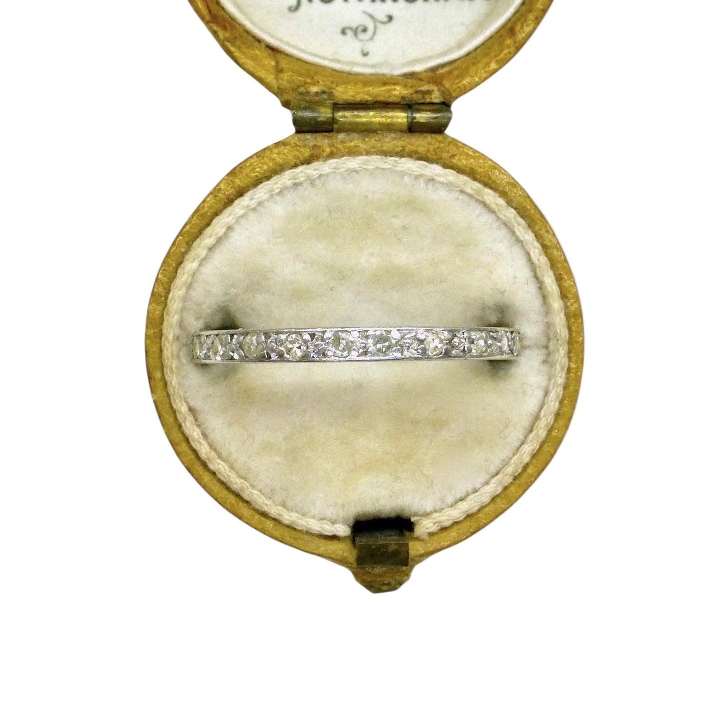 Antique platinum Diamond full Eternity Ring - Narrow 2mm Wedding Band 1920s, Size O - 7