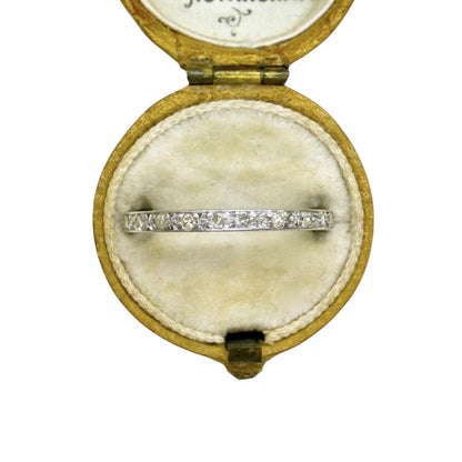 Antique platinum Diamond full Eternity Ring - Narrow 2mm Wedding Band 1920s, Size O - 7