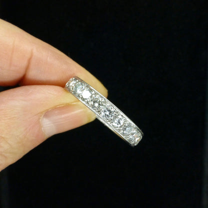 Antique Platinum natural Diamond full hoop, engraved eternity wedding band 2.00ct + Valuation