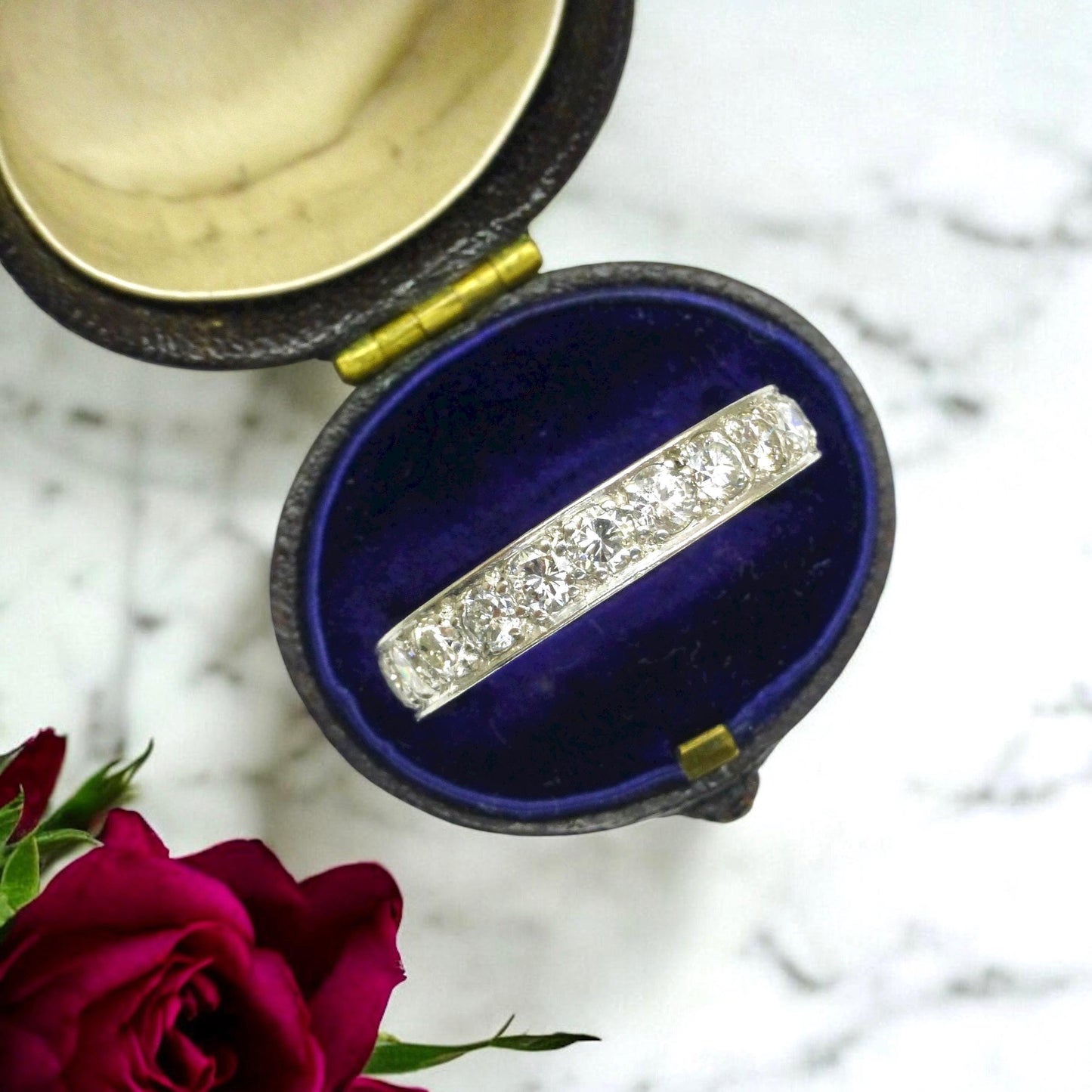 Antique Platinum natural Diamond full hoop, engraved eternity wedding band 2.00ct + Valuation