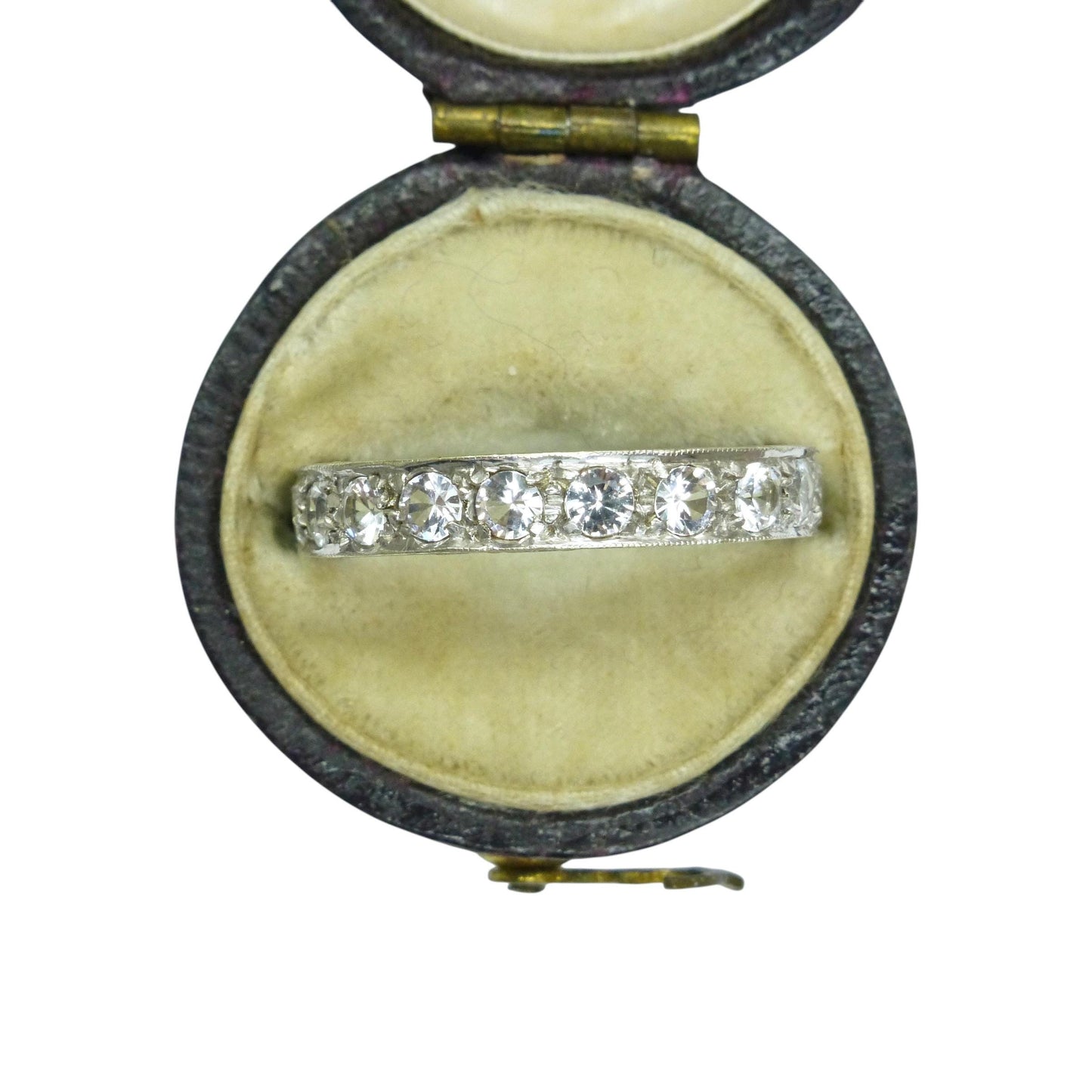 Antique Art Deco 9ct white gold white spinel full eternity wedding band