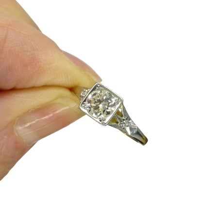 Antique 18ct & Platinum natural diamond solitaire ring 0.50ct
