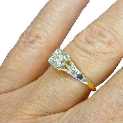 Antique 18ct & Platinum natural diamond solitaire ring 0.50ct