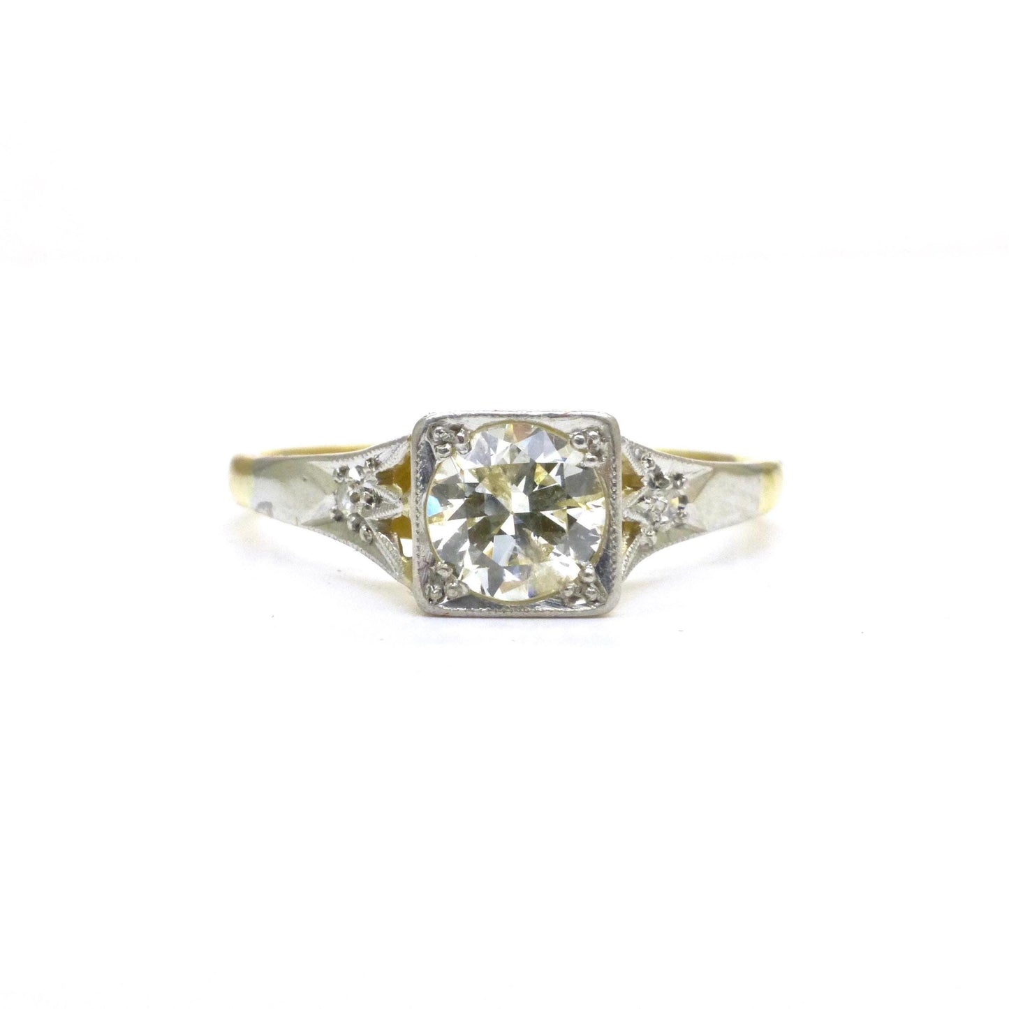 Antique 18ct & Platinum natural diamond solitaire ring 0.50ct