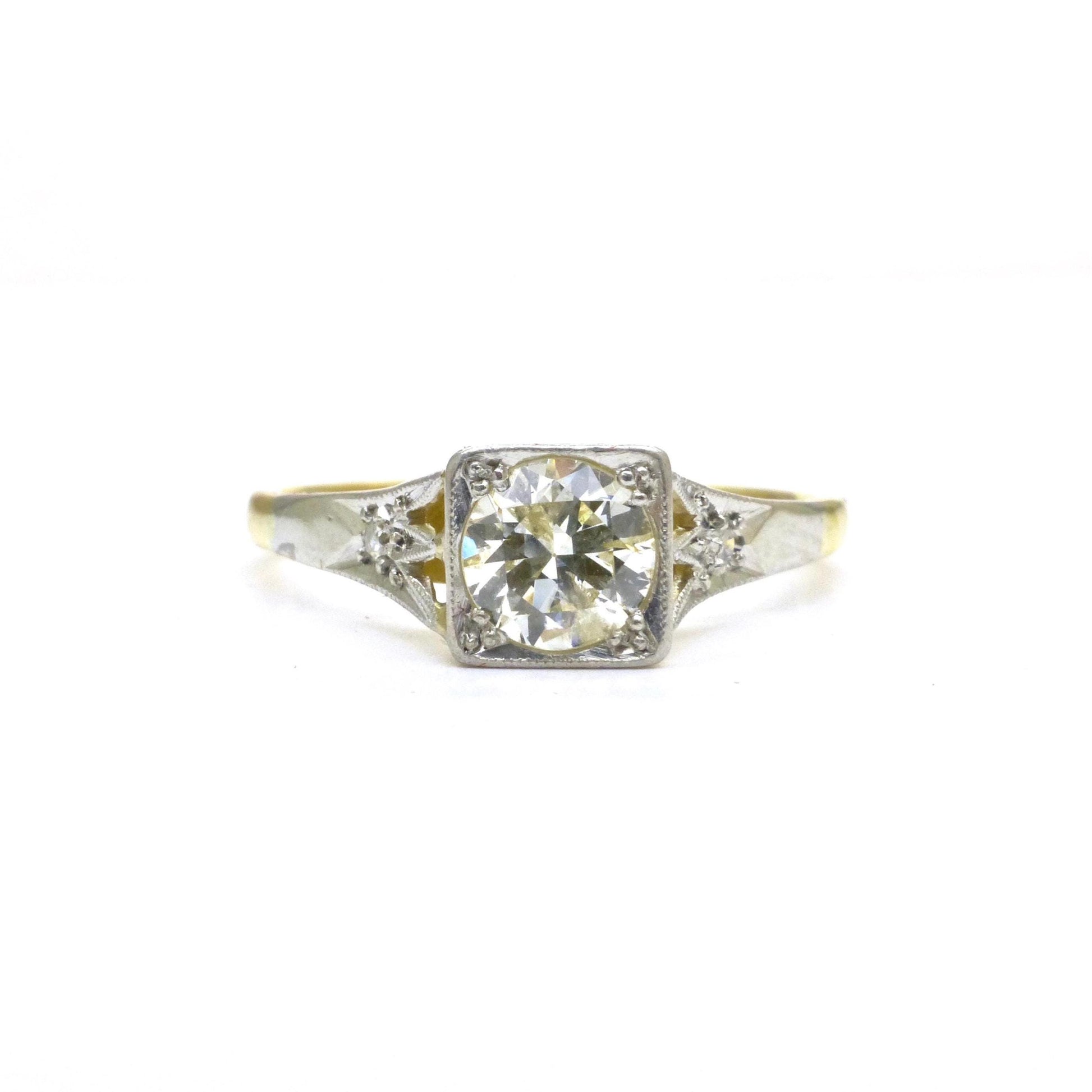 Antique 18ct & Platinum natural diamond solitaire ring 0.50ct
