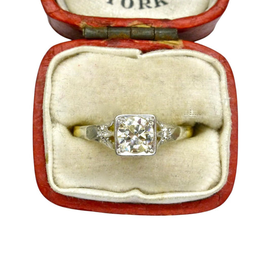 Antique 18ct & Platinum natural diamond solitaire ring 0.50ct