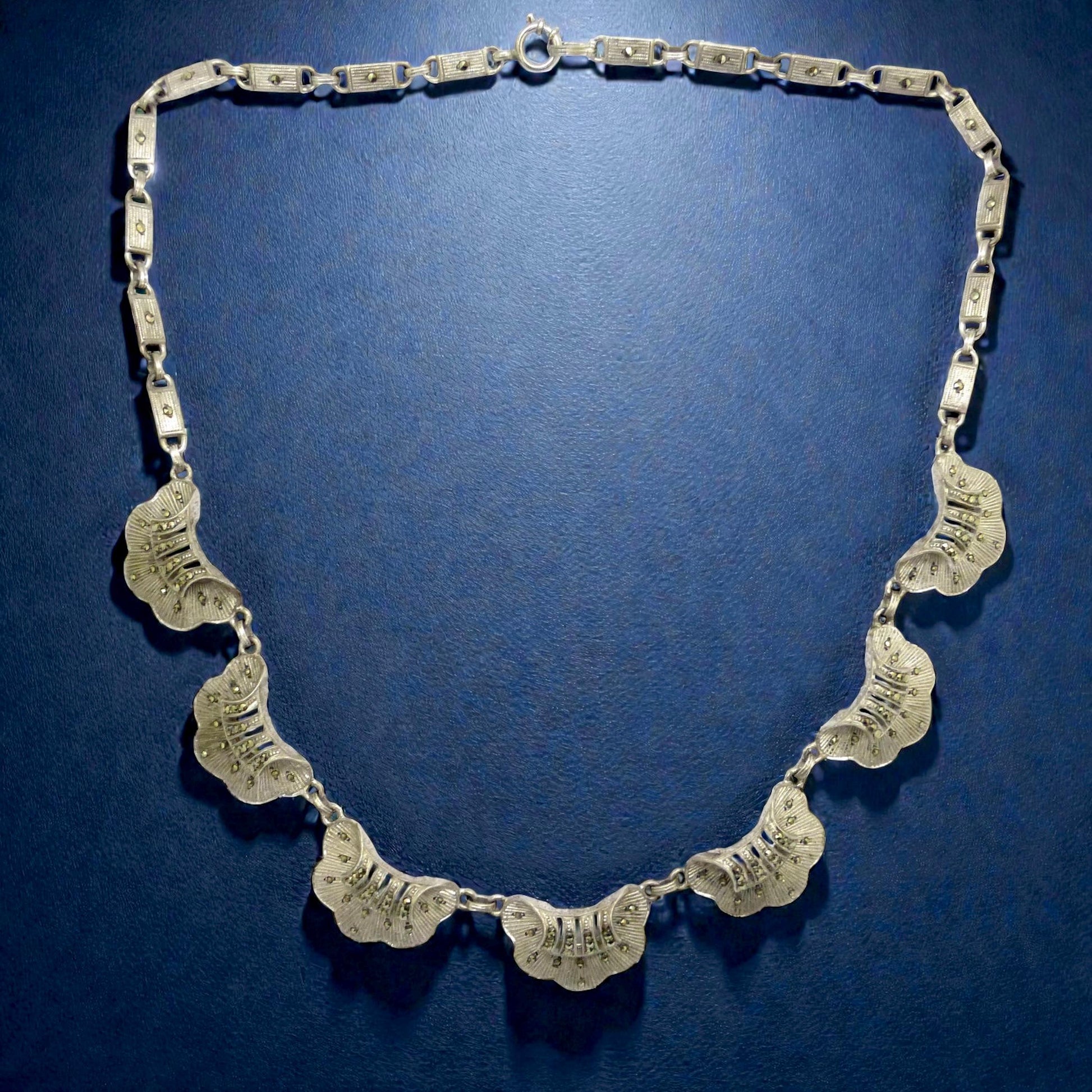 Original Vintage Theodor Fahrner signed Art Deco marcasite necklace c1930's
