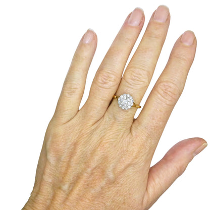 Antique 18ct Platinum old cut diamond daisy cluster ring 0.40ct c1900-1910's