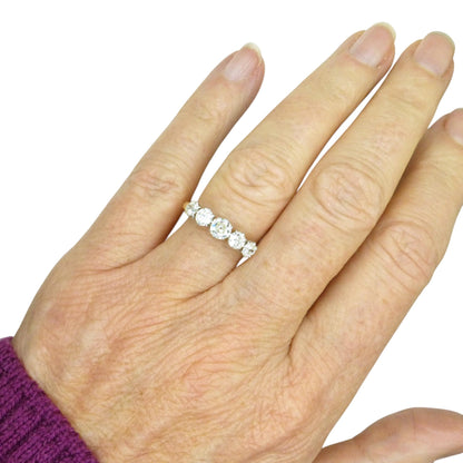 Antique 18ct gold old cut natural diamond five stone ring c.1.05ct c1920's