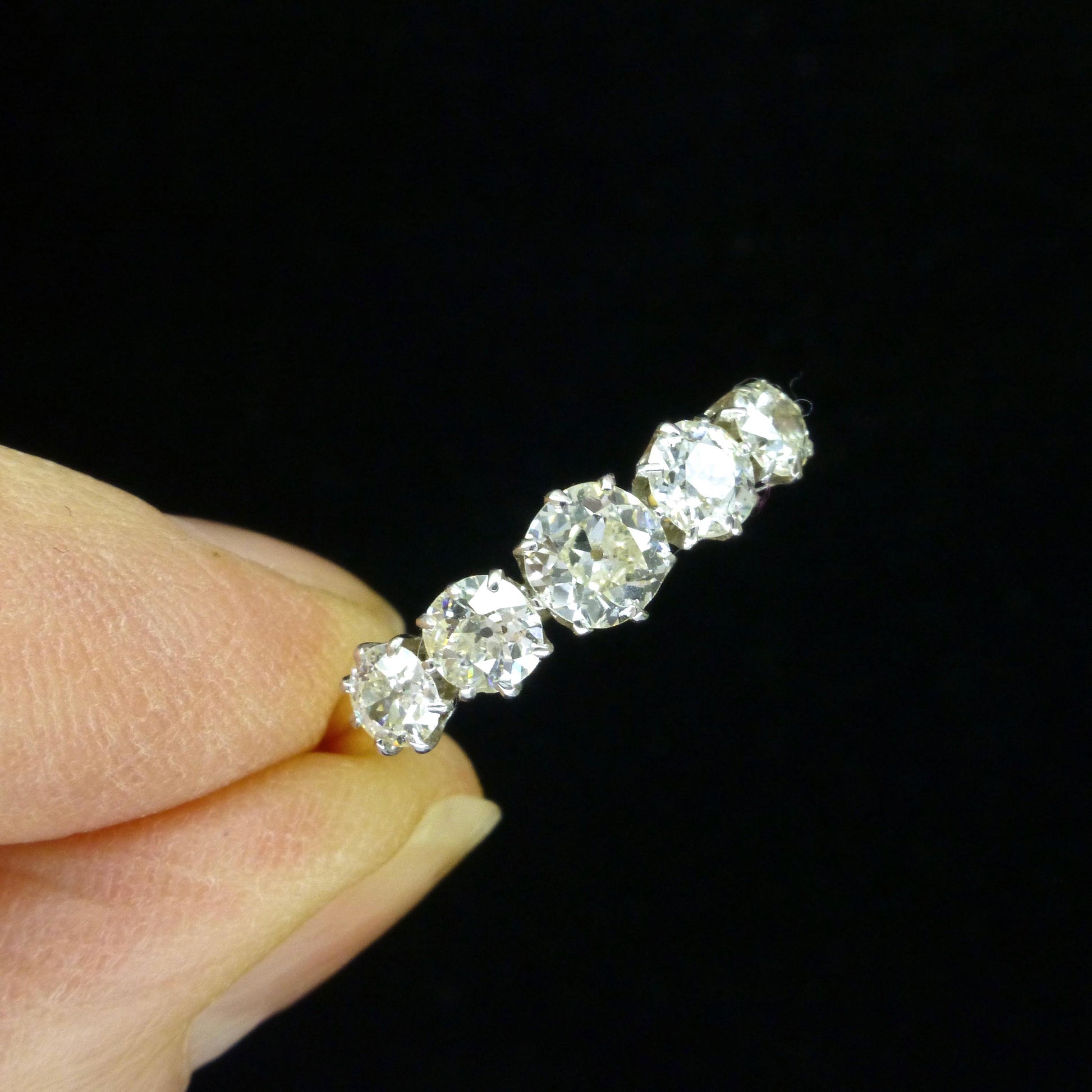 Antique 18ct gold old cut natural diamond five stone ring c.1.05ct c1920's