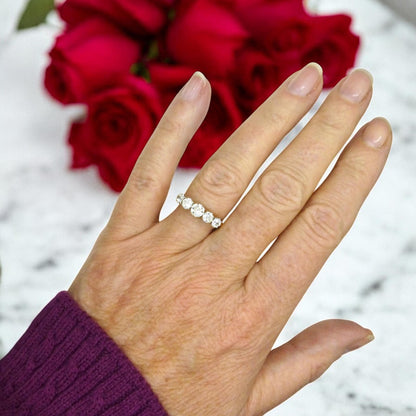 Antique 18ct gold old cut natural diamond five stone ring c.1.05ct c1920's