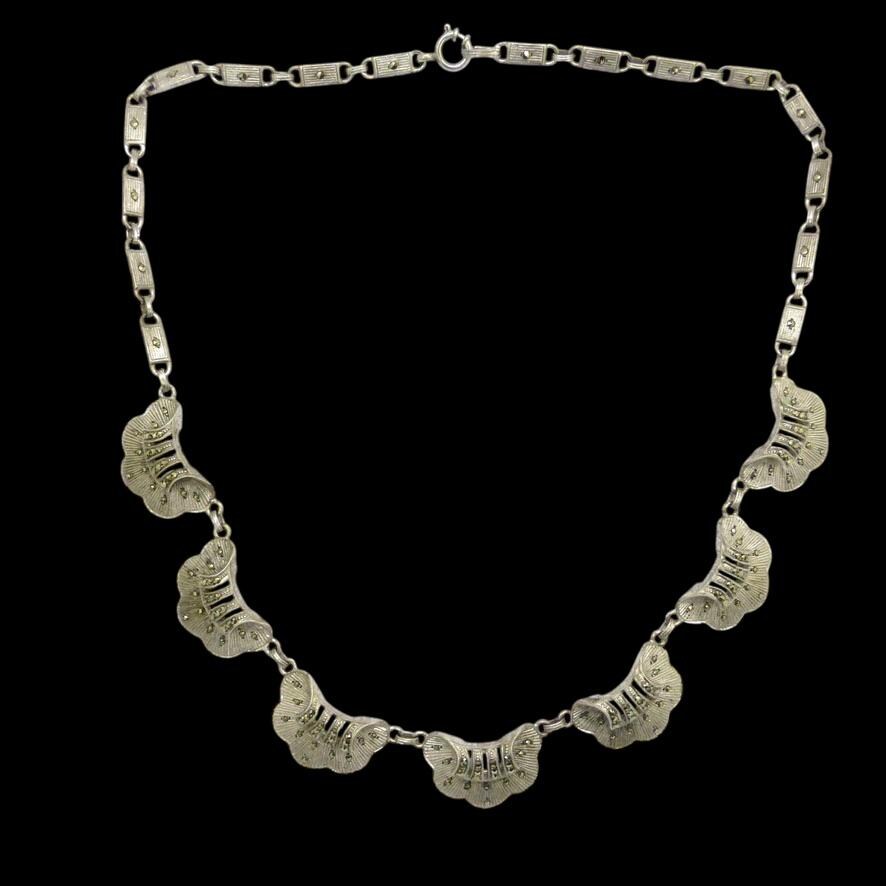 Original Vintage Theodor Fahrner signed Art Deco marcasite necklace c1930's