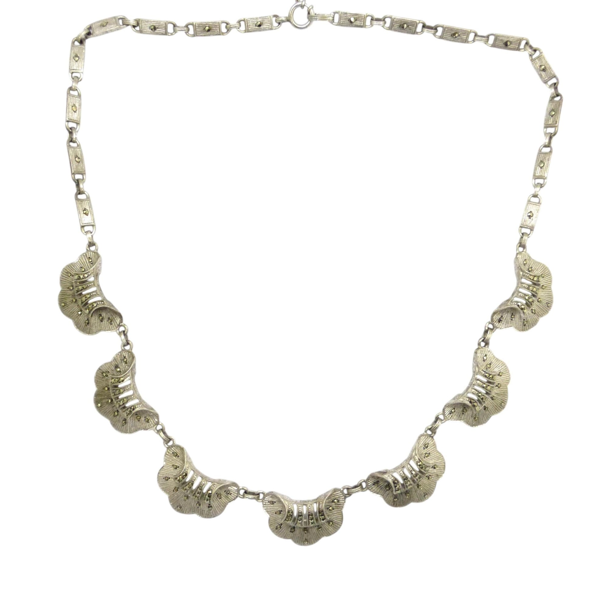 Original Vintage Theodor Fahrner signed Art Deco marcasite necklace c1930's