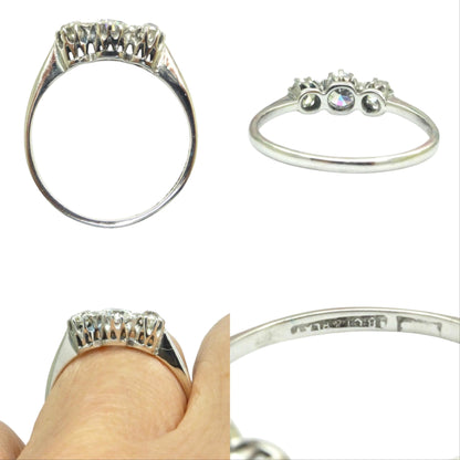 Antique Platinum & 18ct white gold natural diamond three stone trilogy ring 0.60ct c1920's