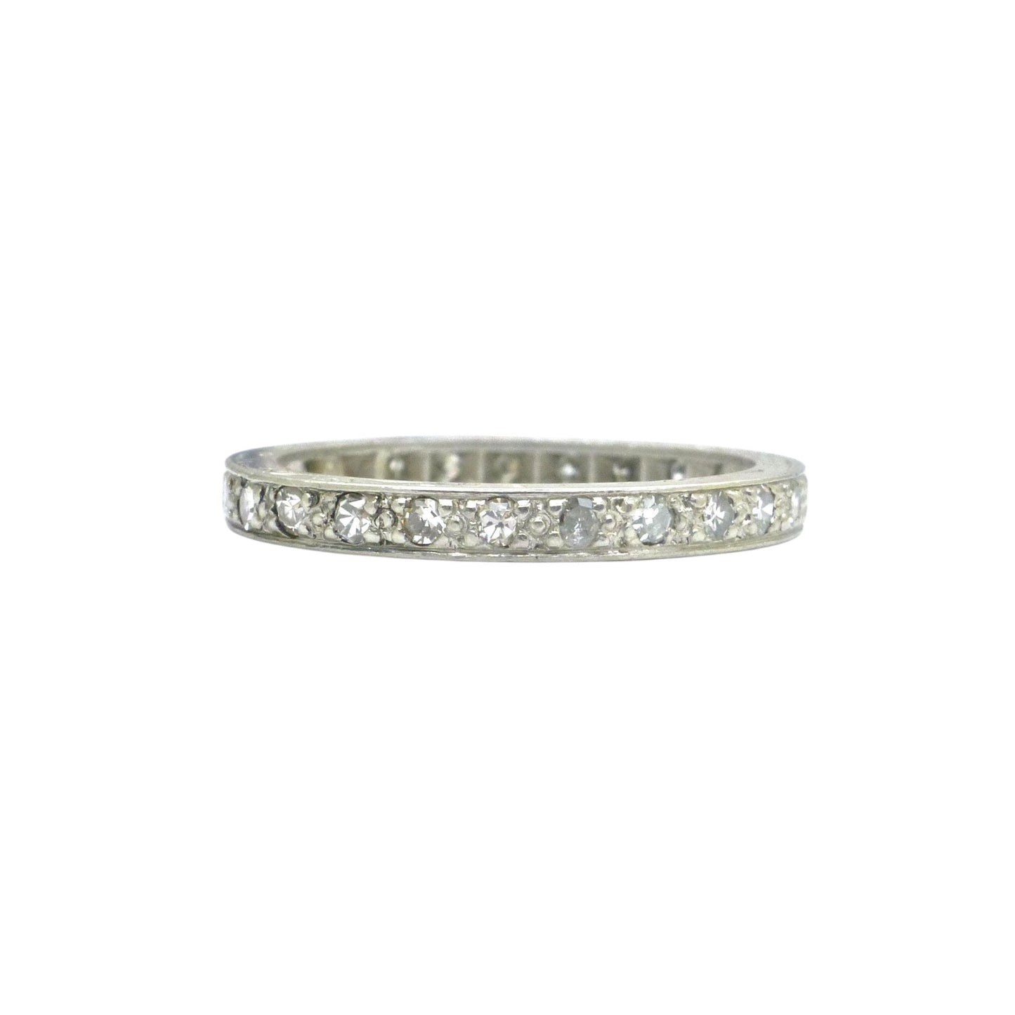 Art Deco Platinum Diamond Eternity Ring - Wedding Band 1920s, Size L 1/2