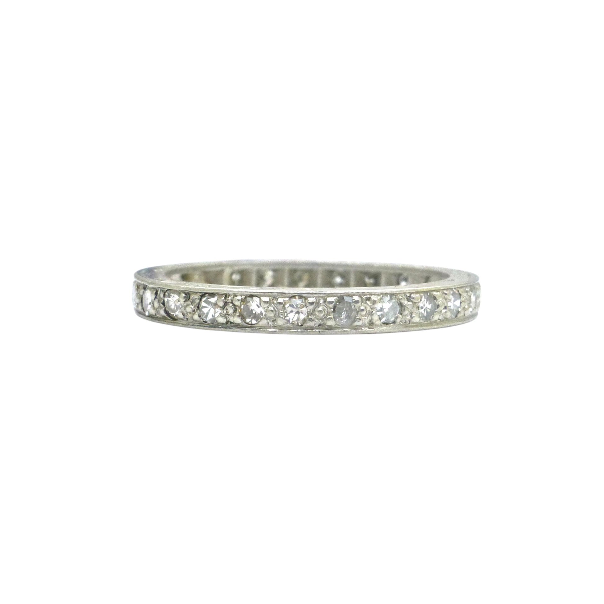 Art Deco Platinum Diamond Eternity Ring - Wedding Band 1920s, Size L 1/2