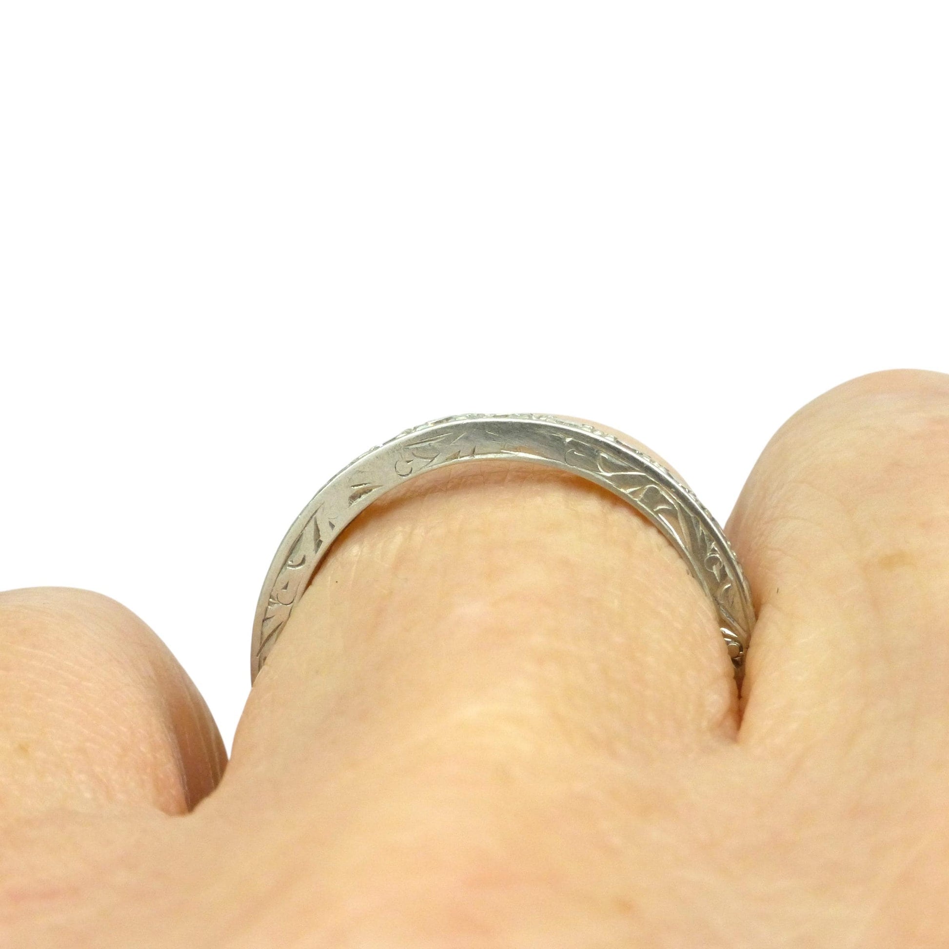 Art Deco Platinum Diamond Eternity Ring - Wedding Band 1920s, Size L 1/2