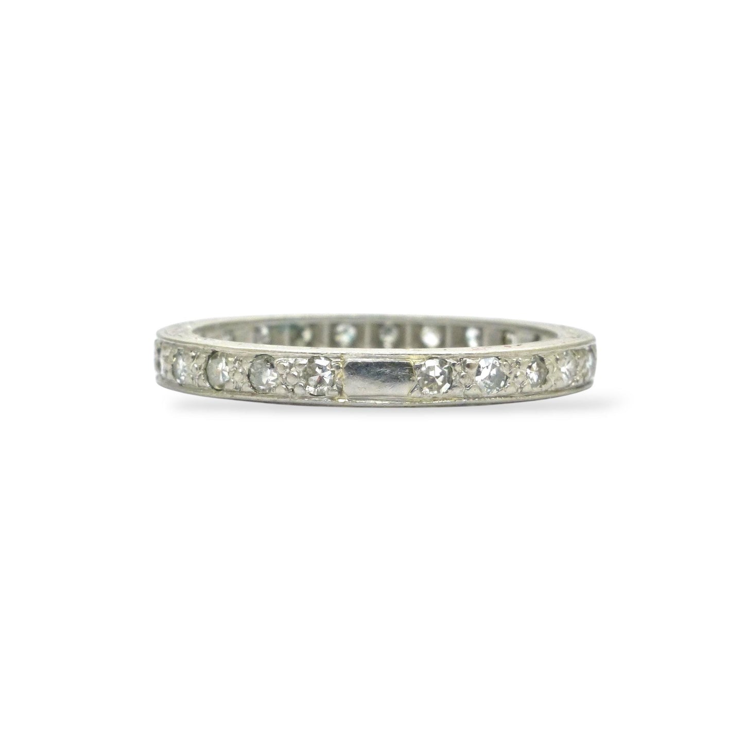 Art Deco Platinum Diamond Eternity Ring - Wedding Band 1920s, Size L 1/2